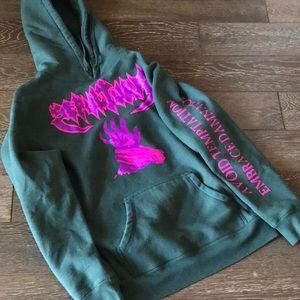 THE HUNDREDS X SEPULTURA NOTHING IS SACRED PULLOVER APLINE GREEN SIZE SMALL